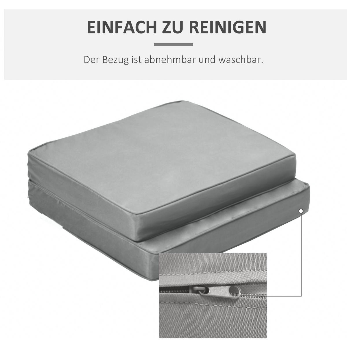 SITZKISSEN 2er-Set 56 x 52 cm - Hellgrau, Kunststoff (52/7/56cm) - Outsunny