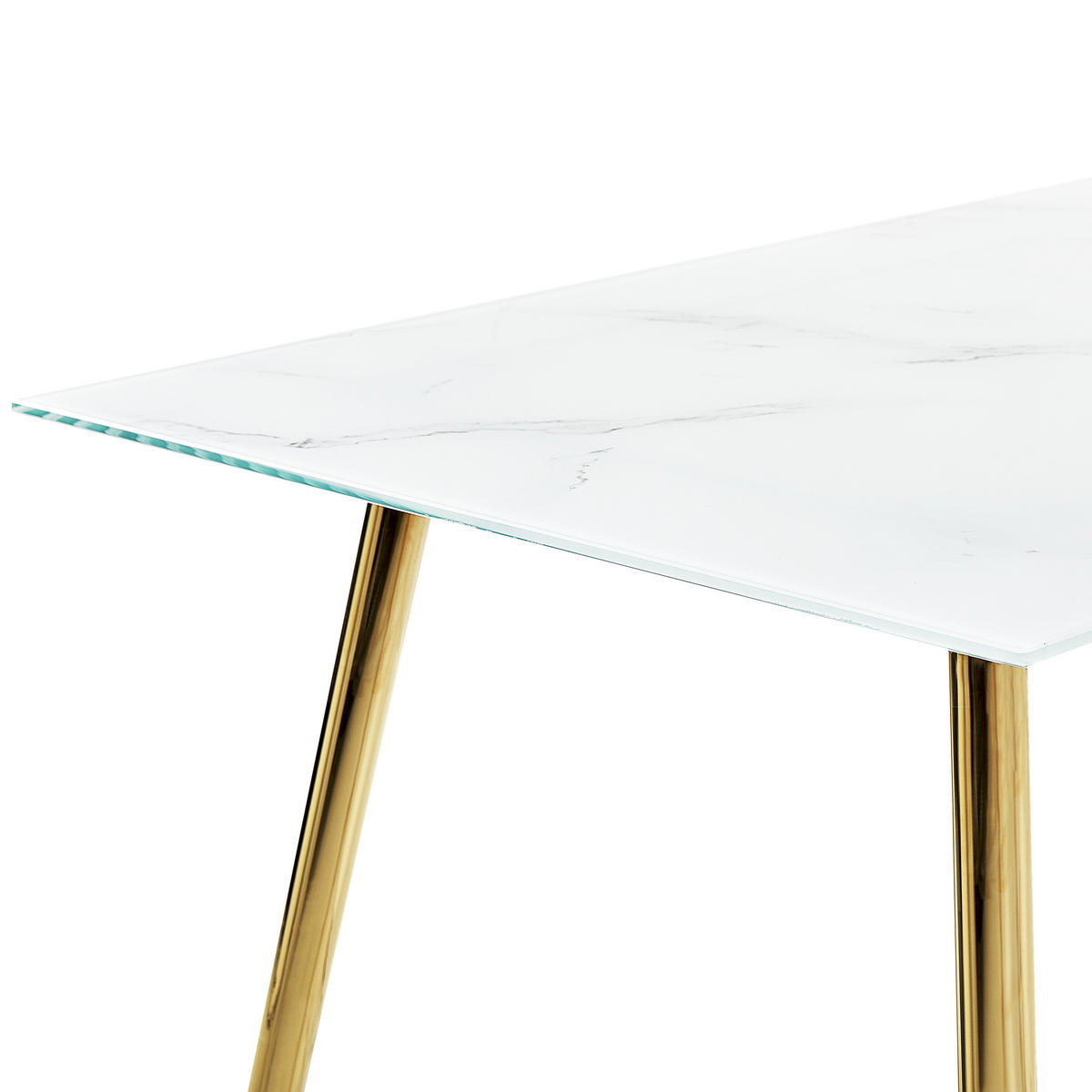 ESSTISCH 120/70/75 cm Marmor Rechteckig Mulga - Weiß, Glas (120/70/75cm) - Beliani