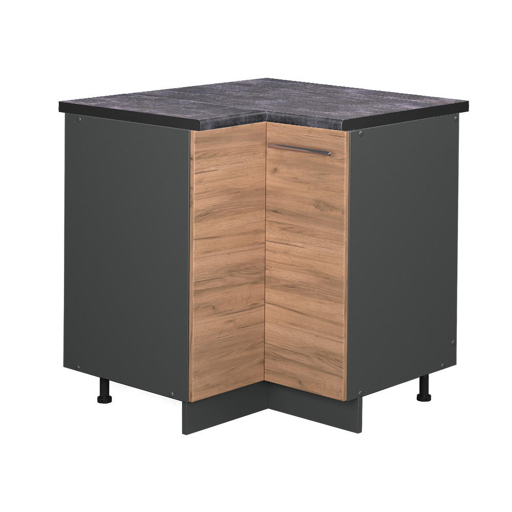 HÖRNUNDERSKÅP Fame-Line Goldkraft ek 80.5 cm , AP Antracit Honungsek, Antracit 82/80.5/60 cm