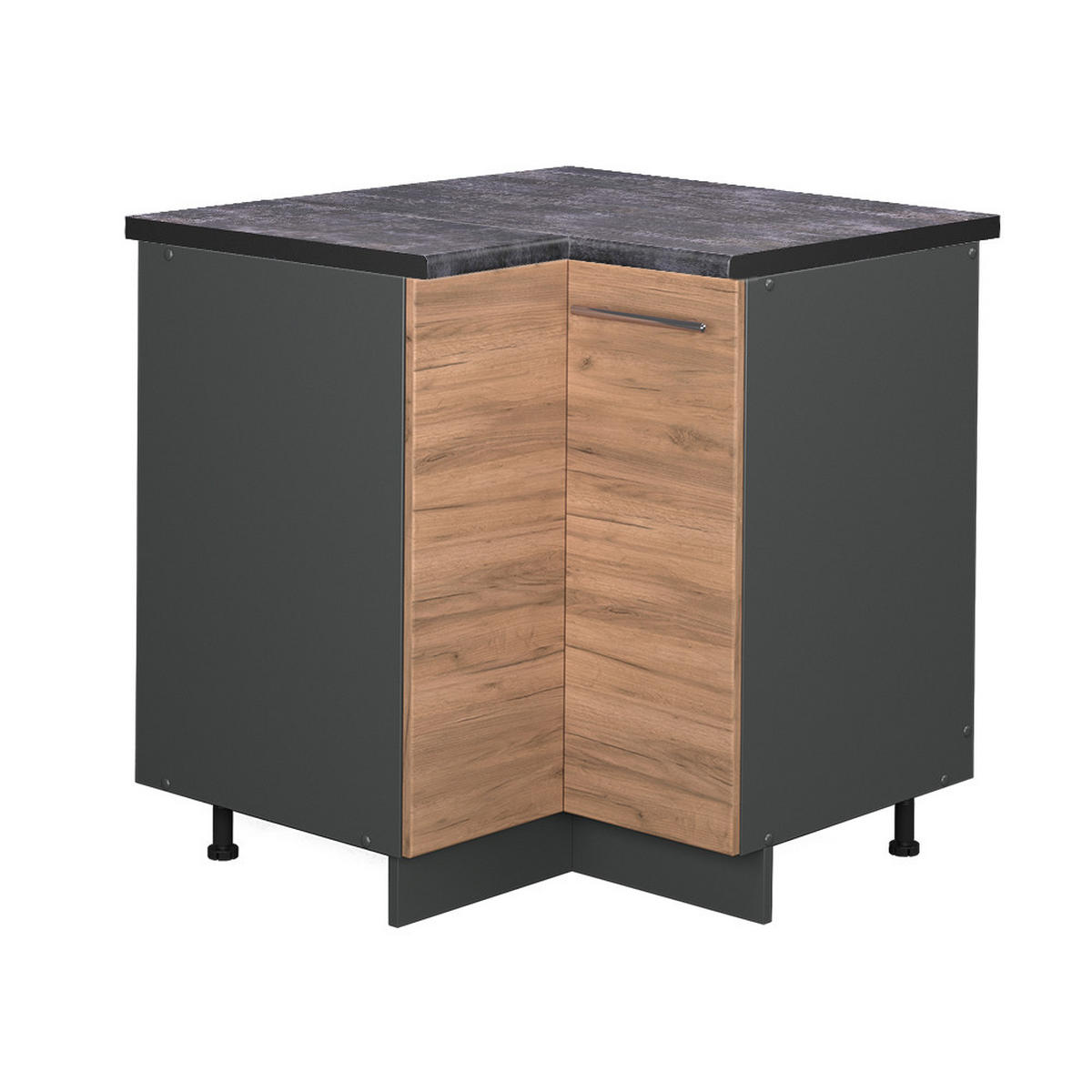 ECKUNTERSCHRANK Fame-Line Goldkraft Eiche 80.5 cm, AP Anthrazit - Honigeiche/Anthrazit, Holzwerkstoff (80.5/82/60cm) - Vicco