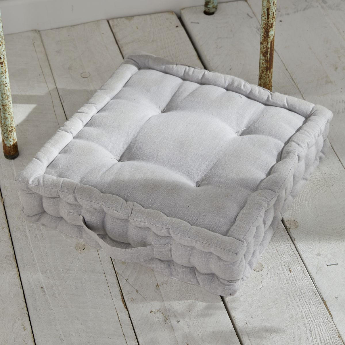 BODENKISSEN Musselin-Baumwolle Constance Grau 40/40/10 cm - Grau, Naturmaterialien (40/40/10cm) - Today