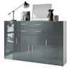 HIGHBOARD Aron Fronten in Grau Hochglanz - Grau, Holzwerkstoff (166.5/106.5/35cm) - Vladon