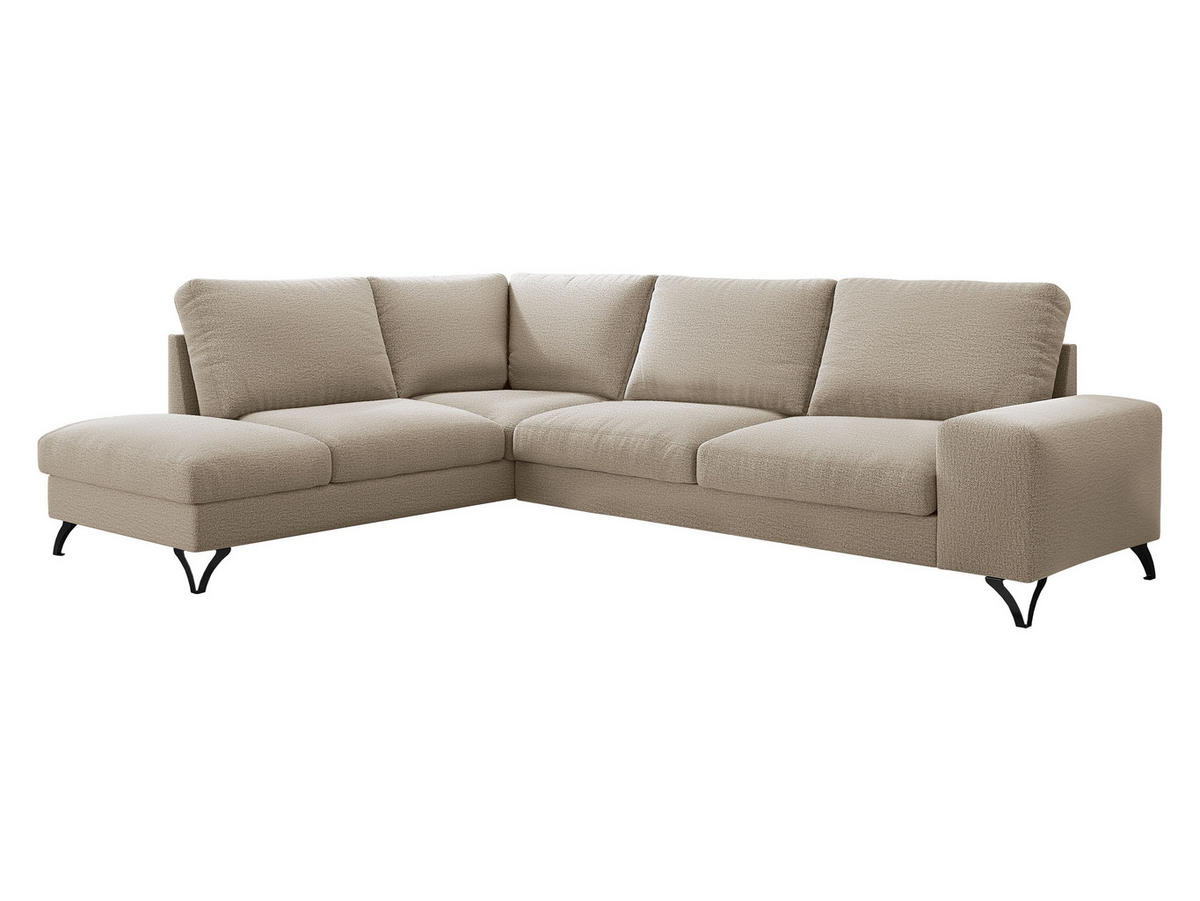 ECKSOFA Flavio Bis, Seite: Links - L3F+L2F+R4 - Beige/Schwarz, Holz/Textil (285/214cm) - MIRJAN24