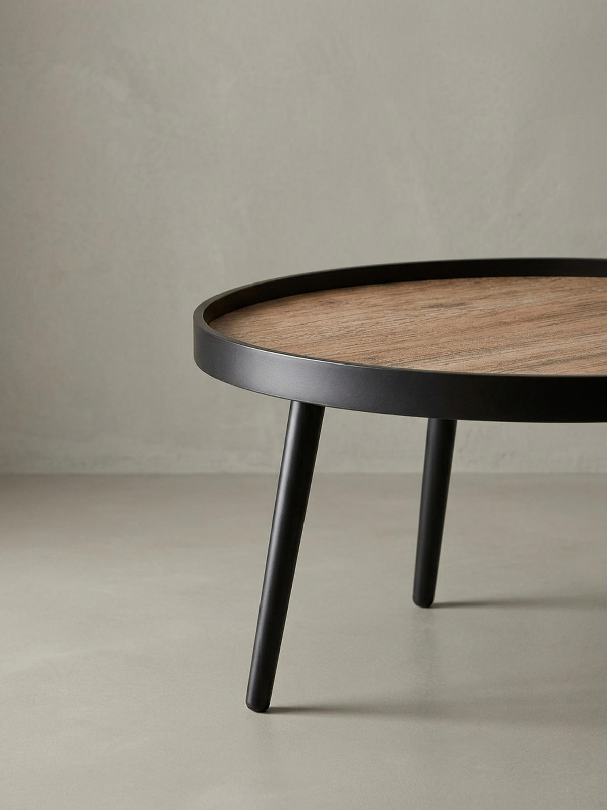 COUCHTISCH in Holzoptik, Rund mit Erhöhtem Rand und Ablagefläche - Schwarz, Holz (76/76/40cm) - KADIMA DESIGN