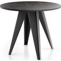 ESSTISCH Glory runder ausziehbarer, Marmor Schwarz 100-140/100/76 cm - Anthrazit/Schwarz, Holzwerkstoff/Metall (100/100/76cm) - WFL GROUP