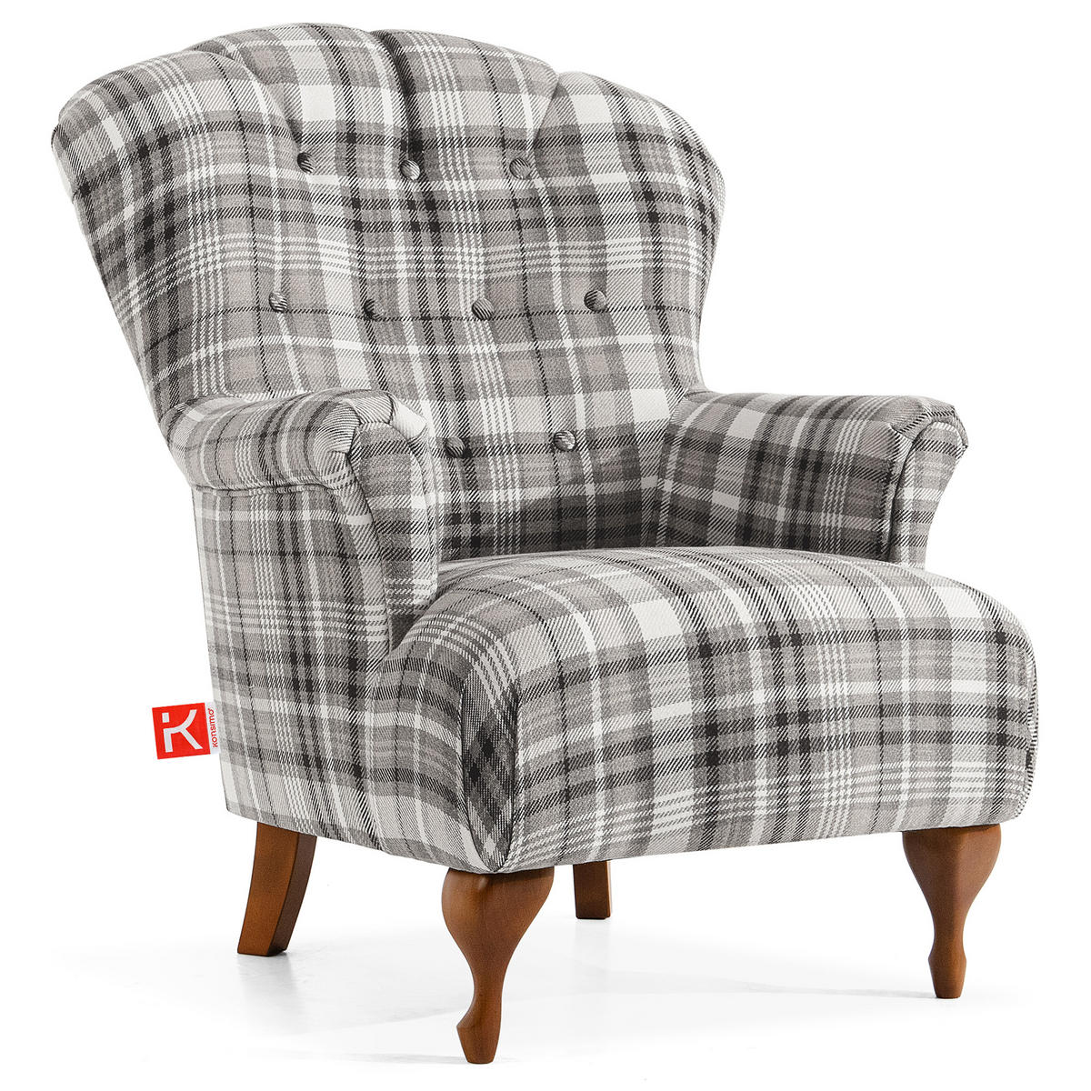 SESSEL MIT FUẞSTÜTZE TOMIS, Grau - Braun/Grau, Eichenholz/Holz (76/101/83cm) - KONSIMO®