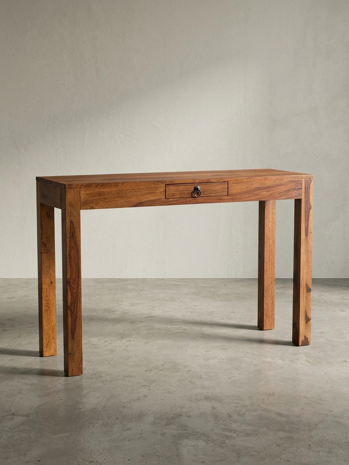 SCHREIBTISCH – Massivholz, 118x40x76 cm, dunkelbraun, kompakt, handgefertigt - Dunkelbraun/Braun, Holz/Metall (40/118/76cm) - KADIMA DESIGN