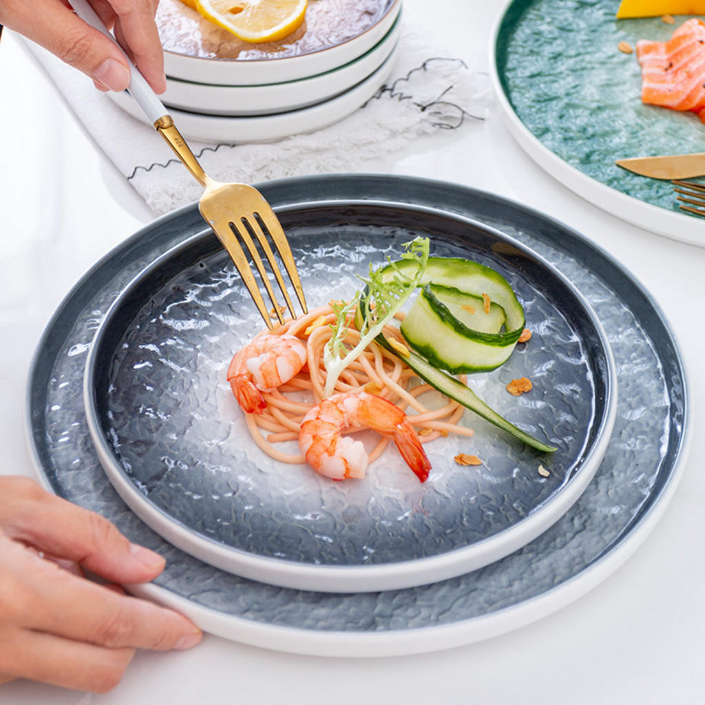 Thumbnail - Quality Elegance Speiseteller, Hellgrau, Weiß Hochglanz, Keramik, 6-teilig, Rund, 25.5x2x25.5 cm, kratzfest, Essen & Tri...