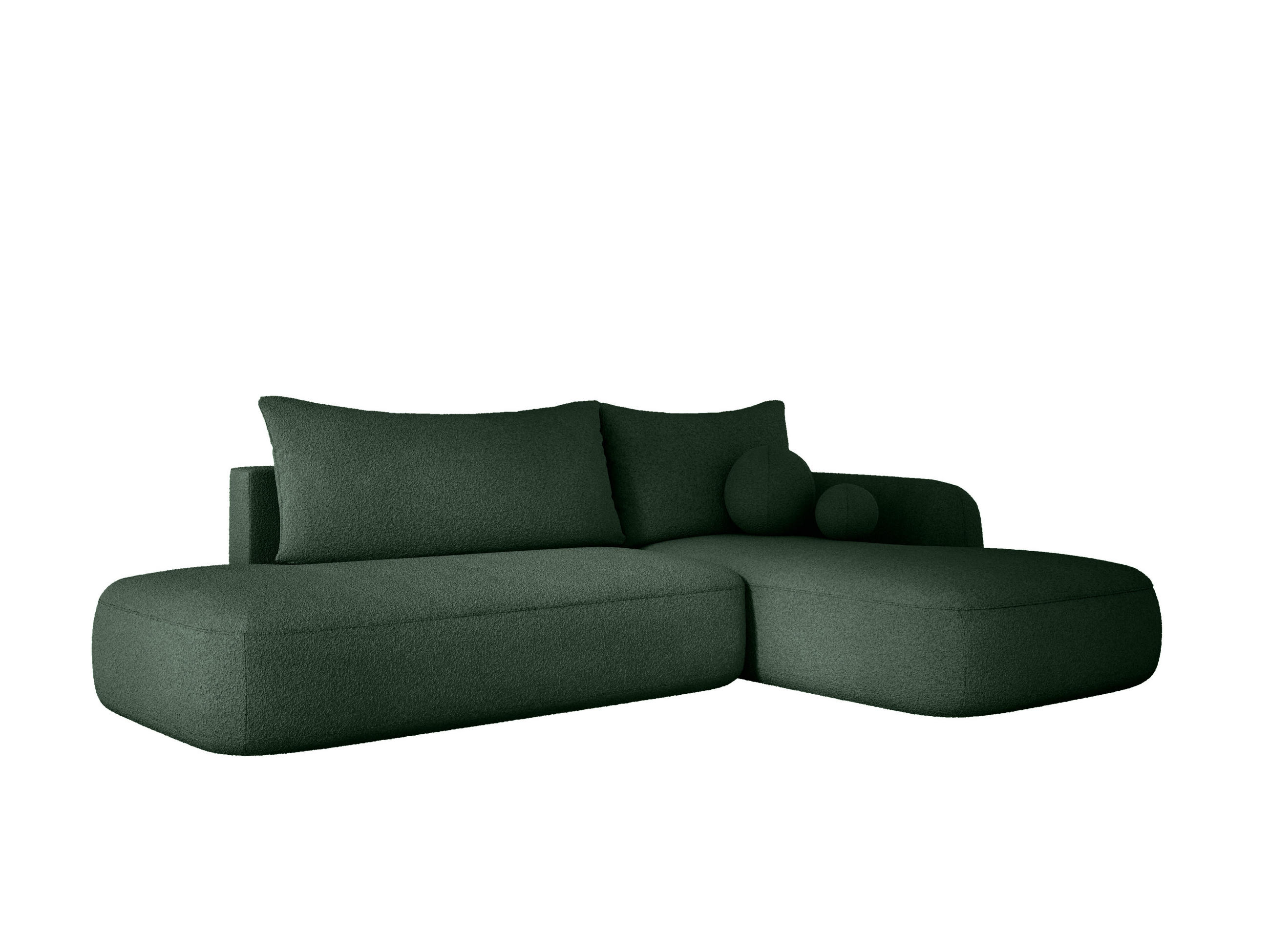 ECKSOFA BABU mit Schlaffunktion, Moderne Polsterecke für Wohnzimmer, funktionales Schlafsofa im Stoff NOW OR NEVER, 300x105x60cm rechte, grün​ - Waldgrün, Holz/Textil (300/190cm) - DomoHome