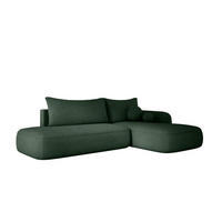 ECKSOFA BABU mit Schlaffunktion, Moderne Polsterecke für Wohnzimmer, funktionales Schlafsofa im Stoff NOW OR NEVER, 300x105x60cm rechte, grün​ - Waldgrün, Holz/Textil (300/190cm) - DomoHome
