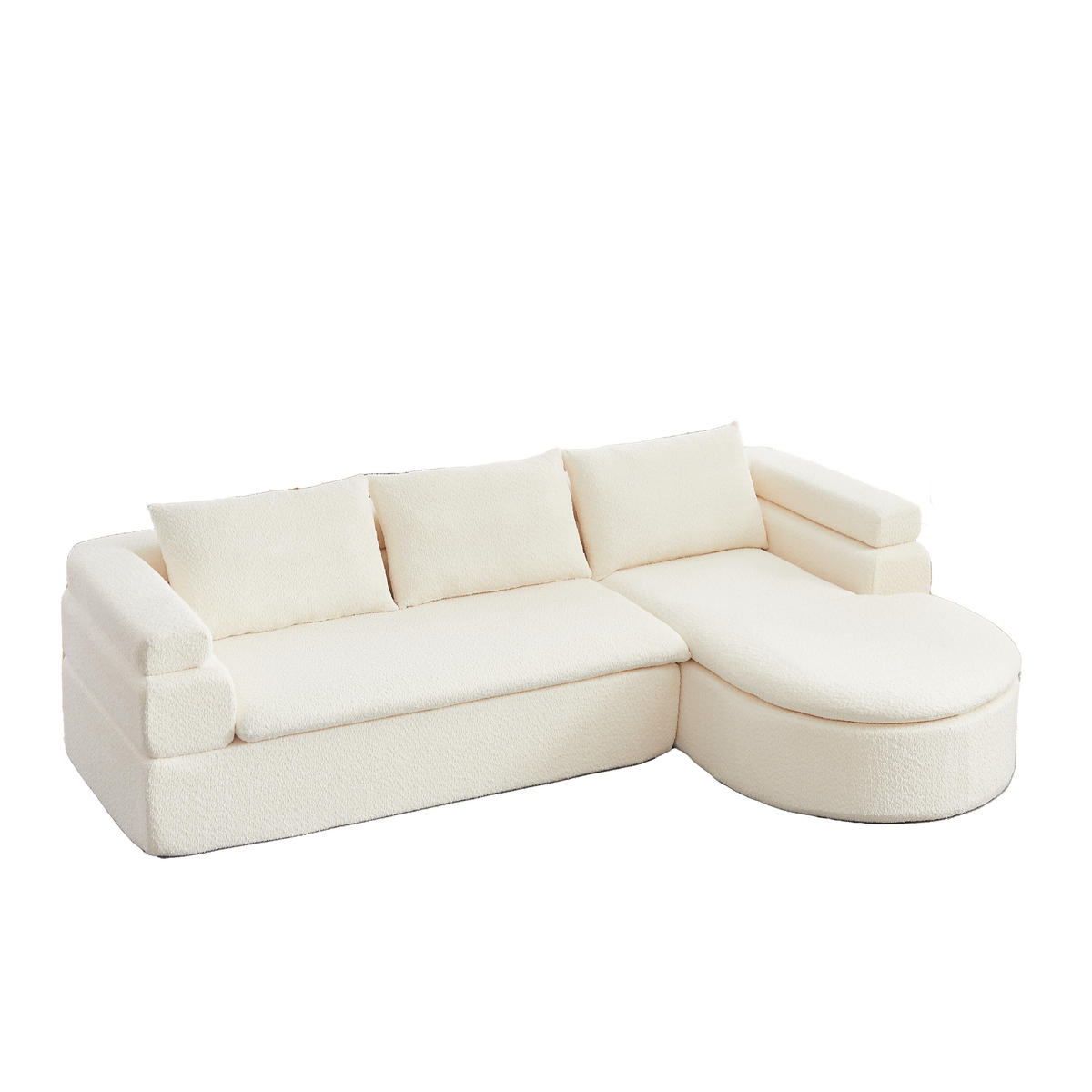 ECKSOFA 260/170/65 cm Beige Chenille mit Chaiselongue - Beige, Textil (260/170cm) - Oxeza