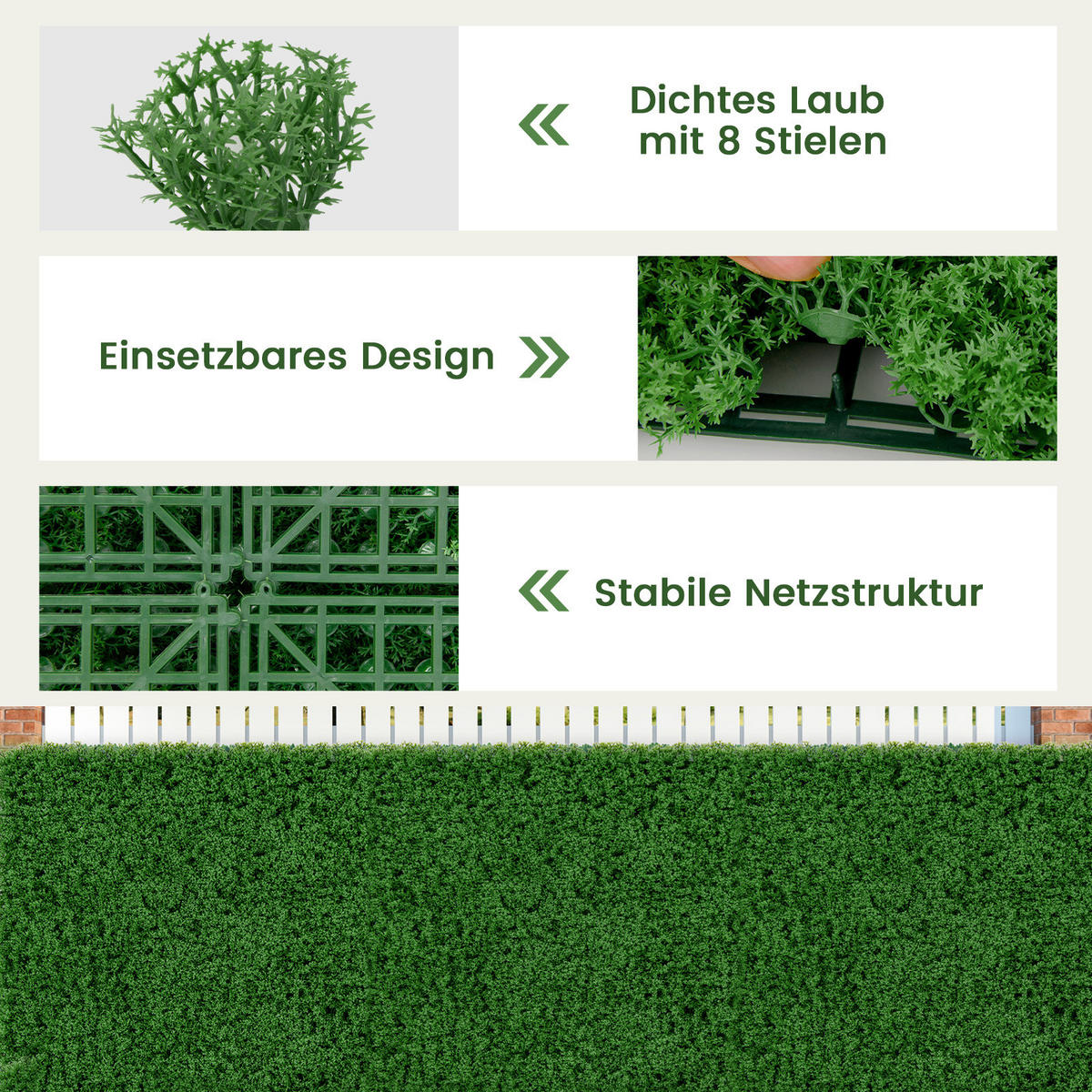 VÄXTVÄGG Grön - Grön, Plast (1cm) - COSTWAY