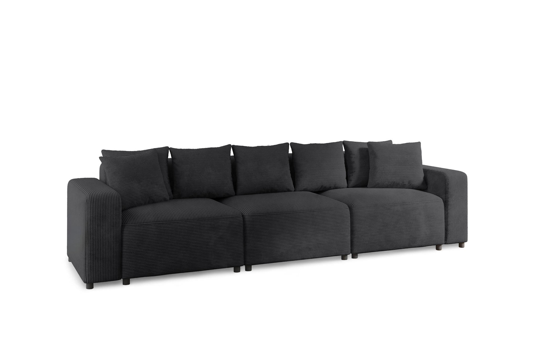 SOFA Megan 3-sitzer In Poso - Anthrazit, Holzwerkstoff/Textil (327/75/98cm) - Fun Möbel