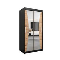 SCHWEBETÜRENSCHRANK 200/100/62 2-türig - Silberfarben/Schwarz, Holz/Kunststoff (100/200/62cm) - Abiks Möbel