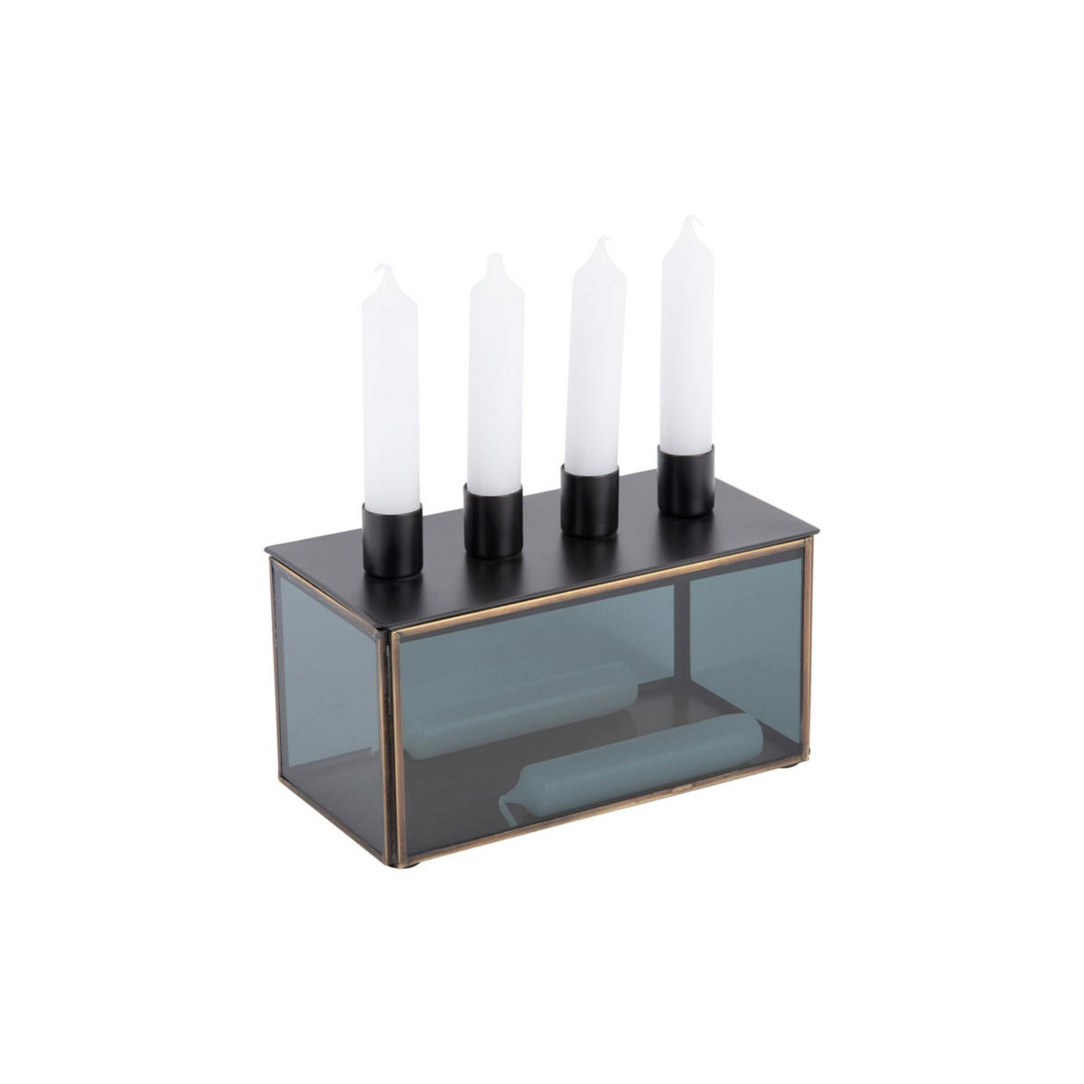KERZENLEUCHTER Boxed Square Schwarz 14/14/11 cm - Schwarz, Glas (14/11/14cm) - Present Time