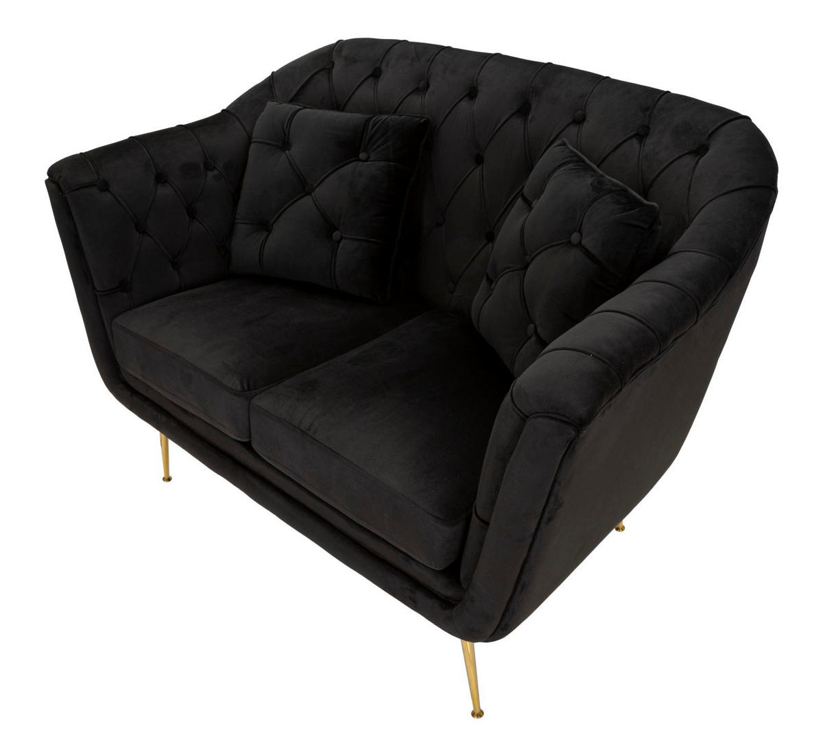 2-SITZER Sofa gepolstert Budapest - Schwarz - Schwarz, Holzwerkstoff/Kunststoff (130/91/83cm) - Pasmara