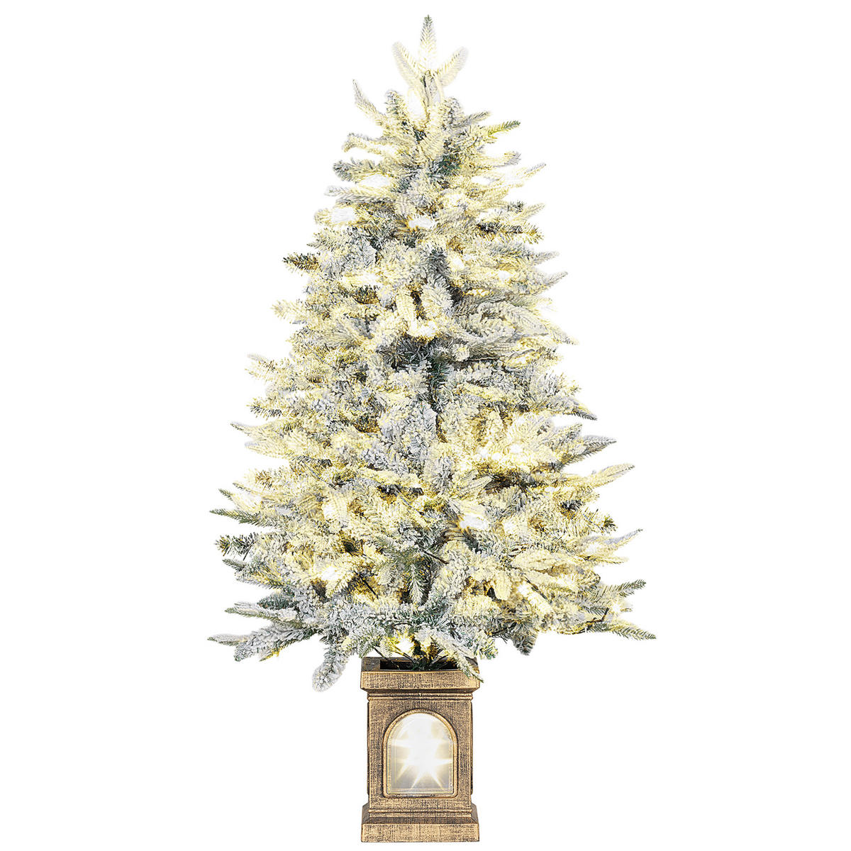 WEIHNACHTSBAUM DE-41552 Schneebedeckter Look, 100 LEDs, 8 Modi - Weiß/Grün, Kunststoff (120cm) - ComfortXL