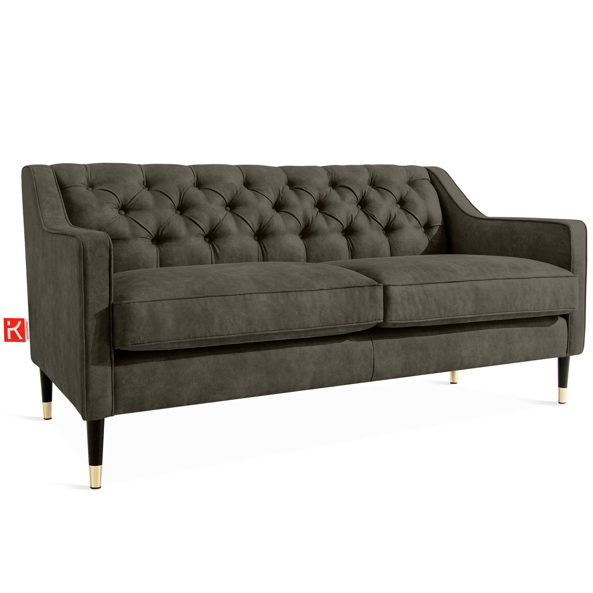 2-SITZER-SOFA NOMUS gesteppt, Graphitfarben - Wengefarben/Graphitfarben, Holzwerkstoff (170/78/80cm) - KONSIMO®