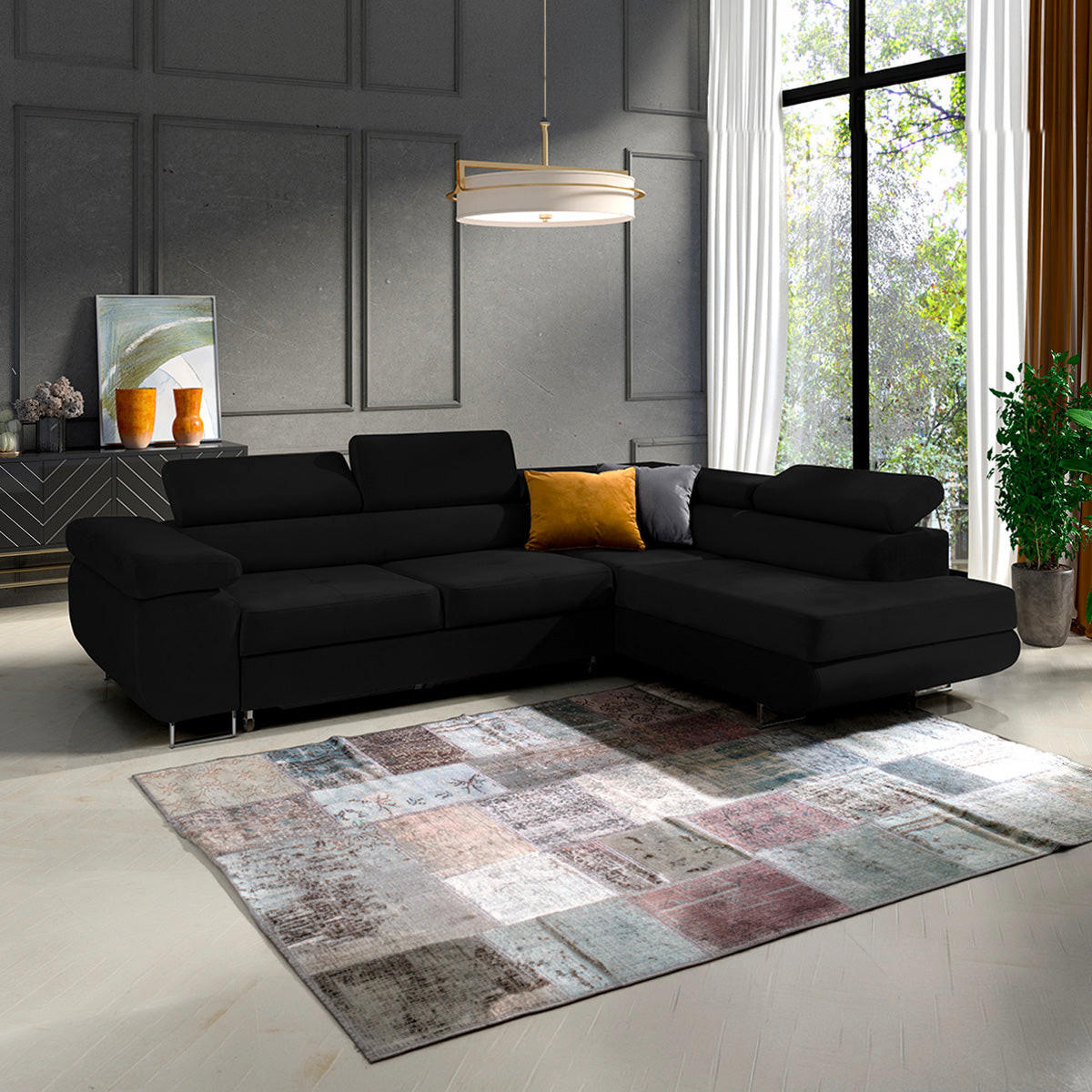 ECKSOFA Wilson 4 Sitzplätze Schwarz - Schwarz, Textil (271/201cm) - Petits-meubles