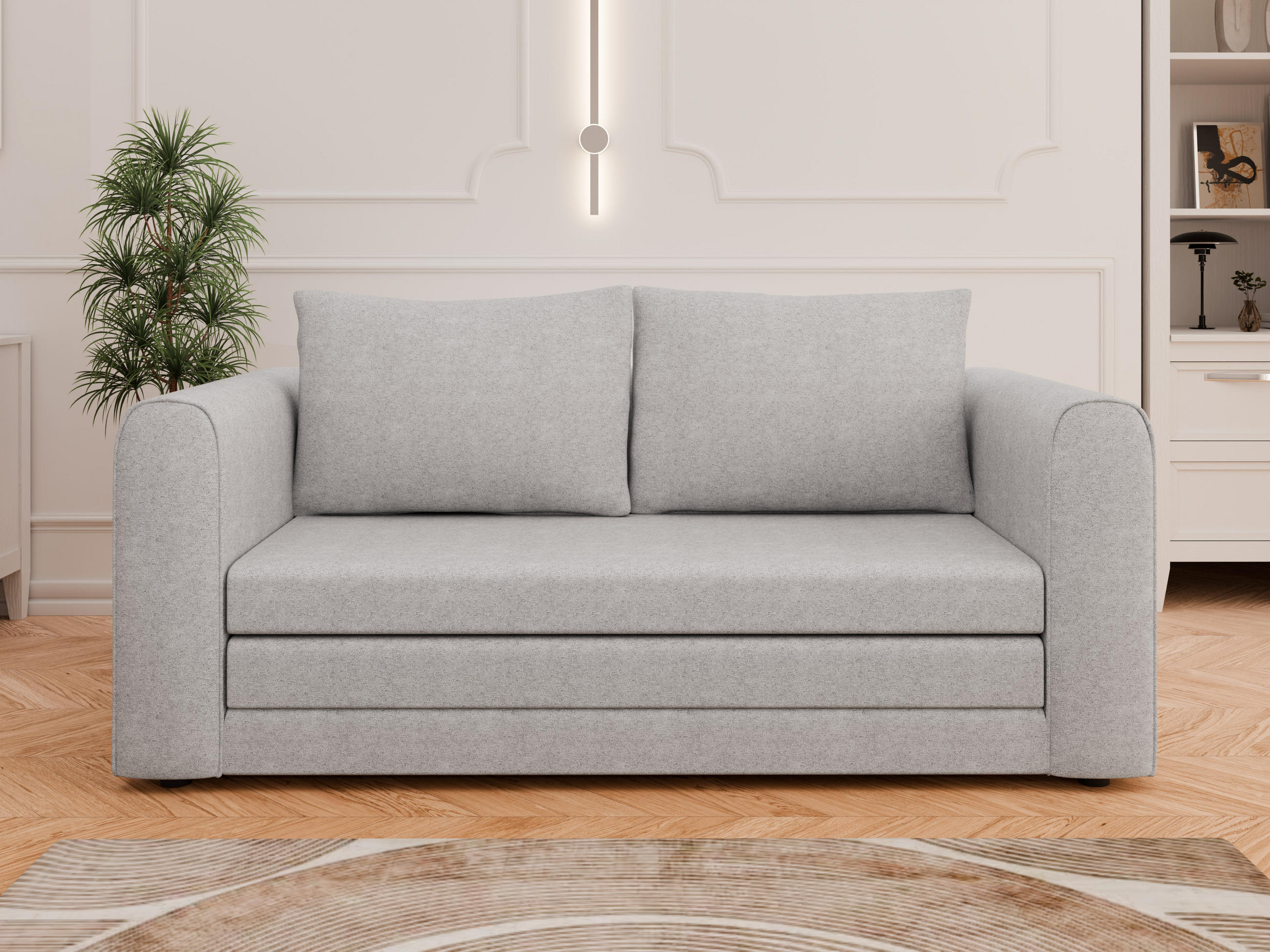 SCHLAFSOFA Arelis Schlafsofa mit Bettfunktion, hellgrau - Hellgrau, Holz (160/78/69cm) - Panda Möbel