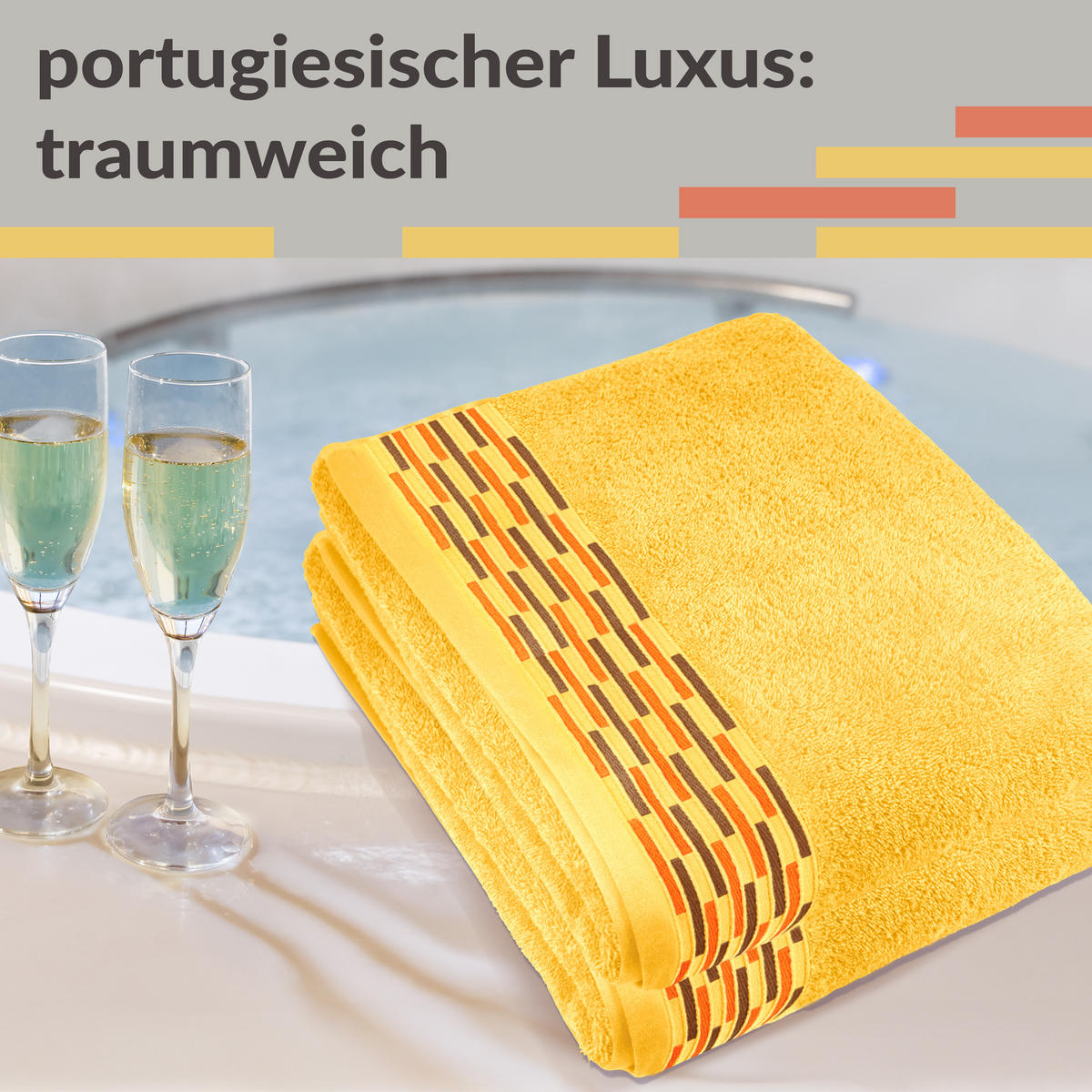 DUSCHTUCH Lugano Gelb 2er 70x140 cm - Gelb, Textil (70/140cm) - Lashuma