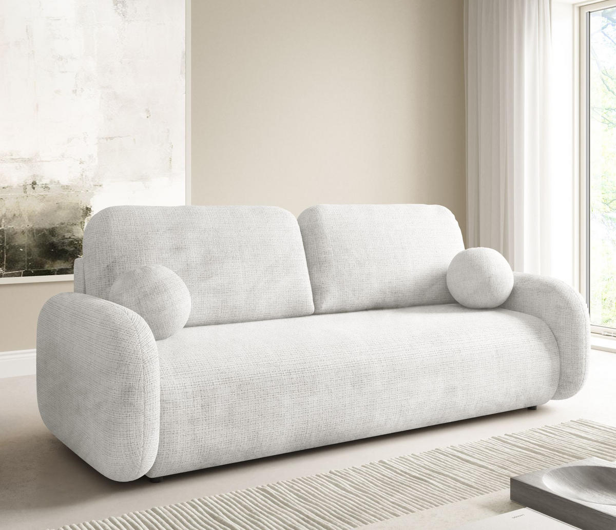 SOFA Cremona 01 LEON Mit Schlaffunktion - Weiß, Textil (220/90/92cm) - Sepro Meble