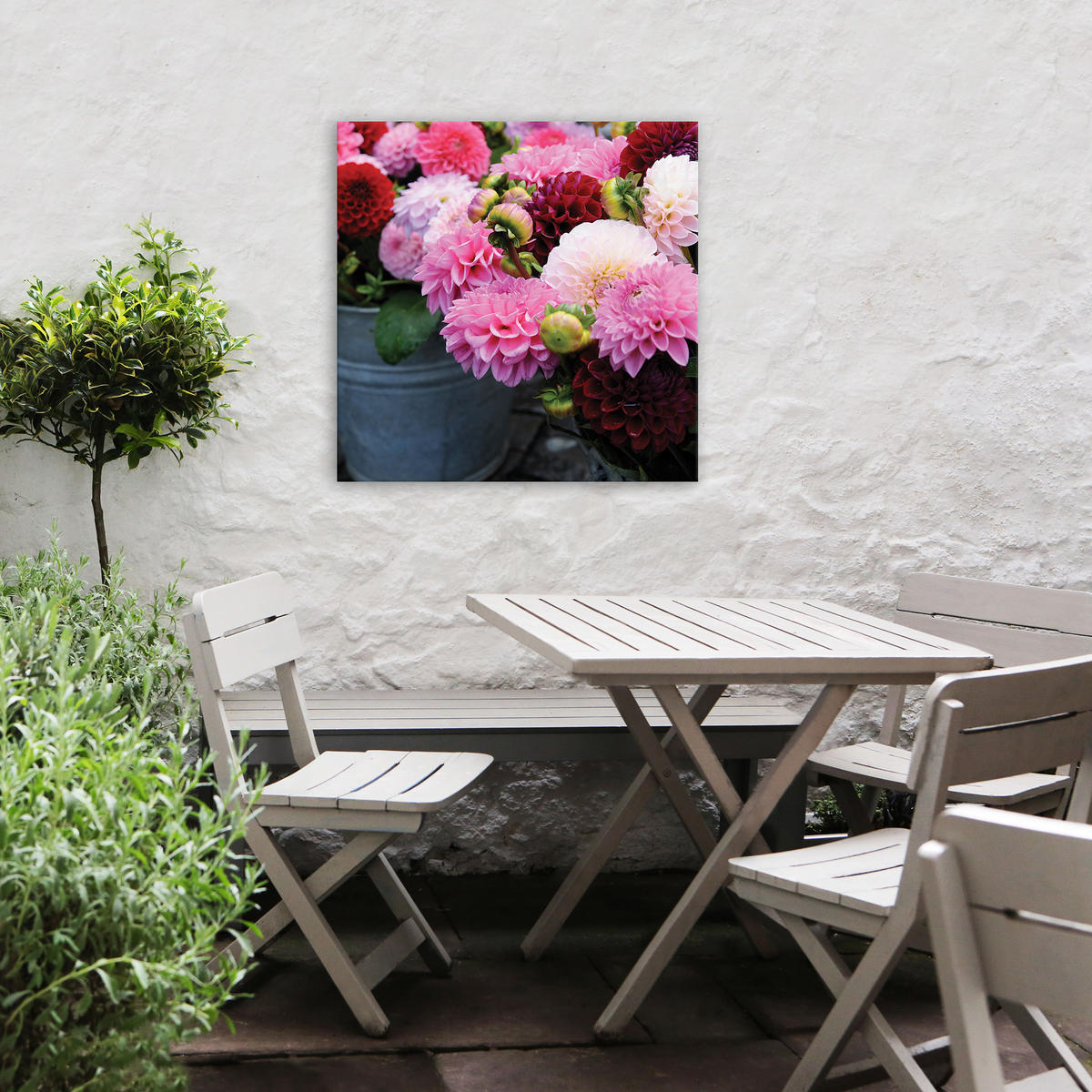 LEINWANDBILD Dahlia 50x50cm - Pink/Altrosa, Textil (50/1cm) - Art for the Home