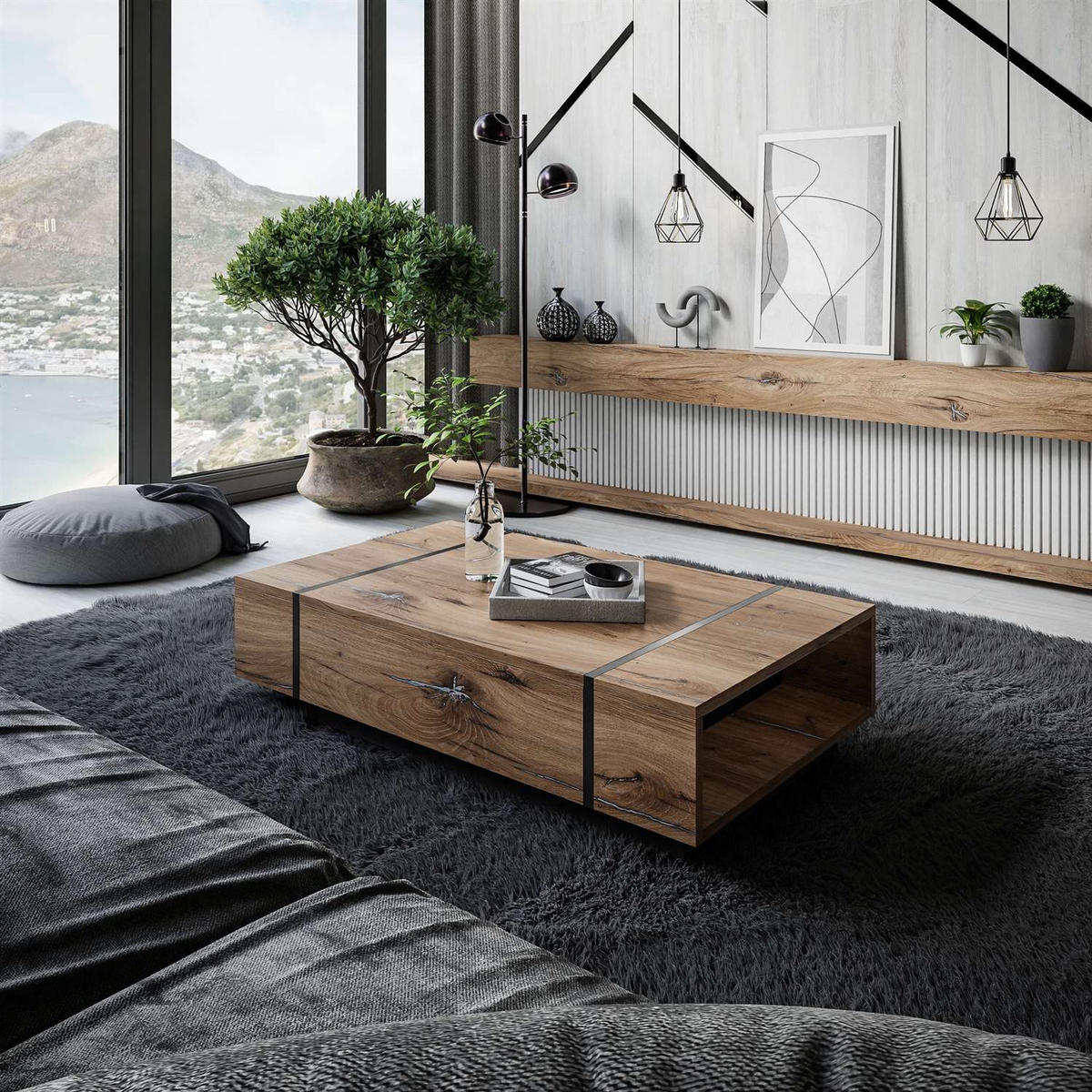 COUCHTISCH ONYX LOFT - Eichefarben, Holzwerkstoff (36.5/104/65cm) - Lookway