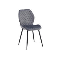 STÜHLE Esszimmerstuhl, gepolstert mit Steppung, schwarze Metallbeine, 1 Stück, Grau - Schwarz/Grau, Metall (48/86/41cm) - AN Furniture Store