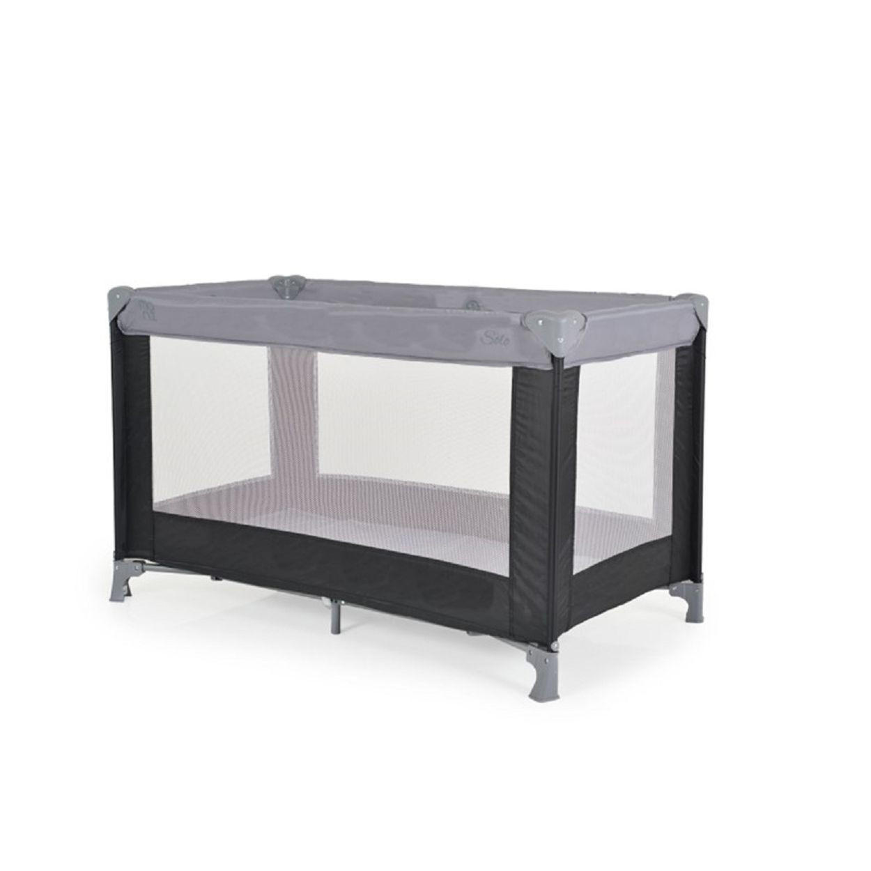 REISEBETT, LAUFSTALL Solo hellgrau Faltmatratze, Aufbewahrungstasche, faltbar - Schwarz, Kunststoff (60/120cm) - Moni