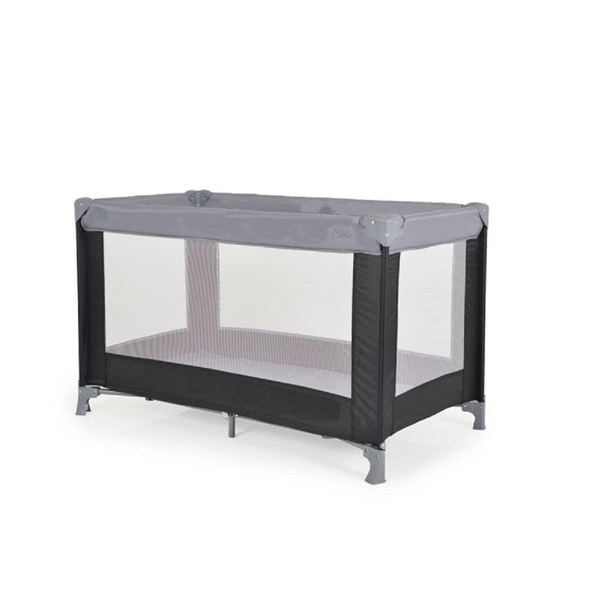 REISEBETT, LAUFSTALL Solo hellgrau Faltmatratze, Aufbewahrungstasche, faltbar - Schwarz, Kunststoff (60/120cm) - Moni
