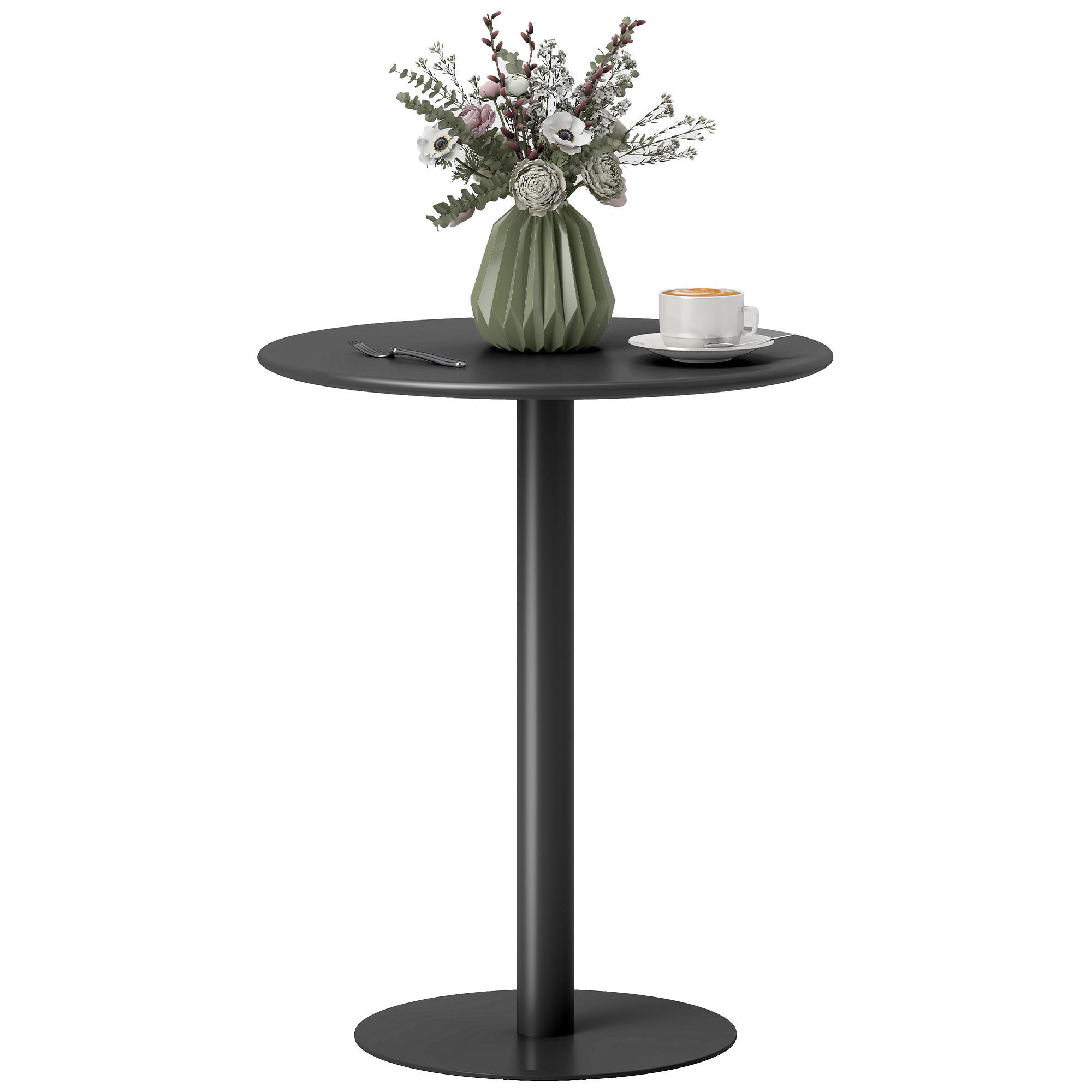 ESSTISCH DE-08390 für drinnen & draußen, 2 Personen Schwarz - Schwarz, Metall (60/60/72cm) - ComfortXL