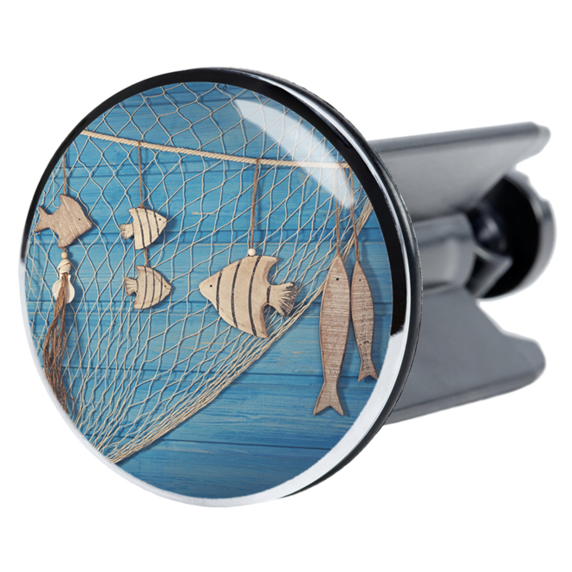 WASCHBECKENSTÖPSEL Seefahrt - Blau, Kunststoff/Metall (4/7/7cm) - Sanilo