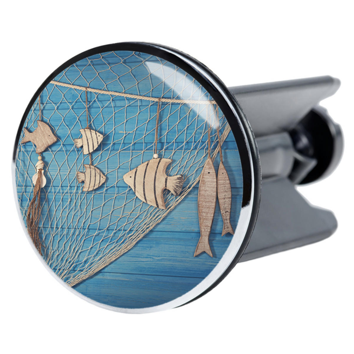 WASCHBECKENSTÖPSEL Seefahrt - Blau, Kunststoff/Metall (4/7/7cm) - Sanilo