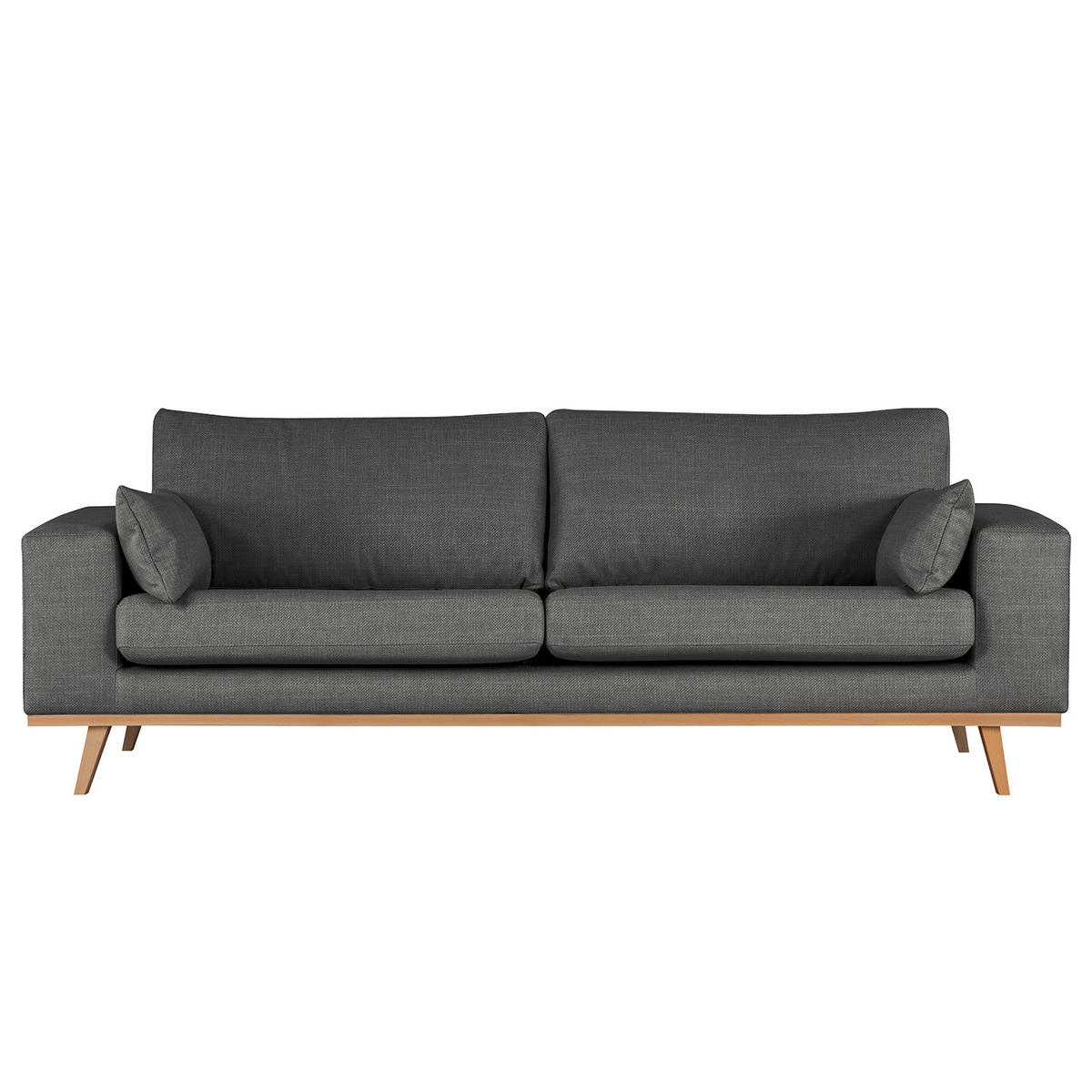 2-SITZER SOFA - Dunkelgrau/Buchefarben, Buchenholz/Textil (197/81/88cm) - home24