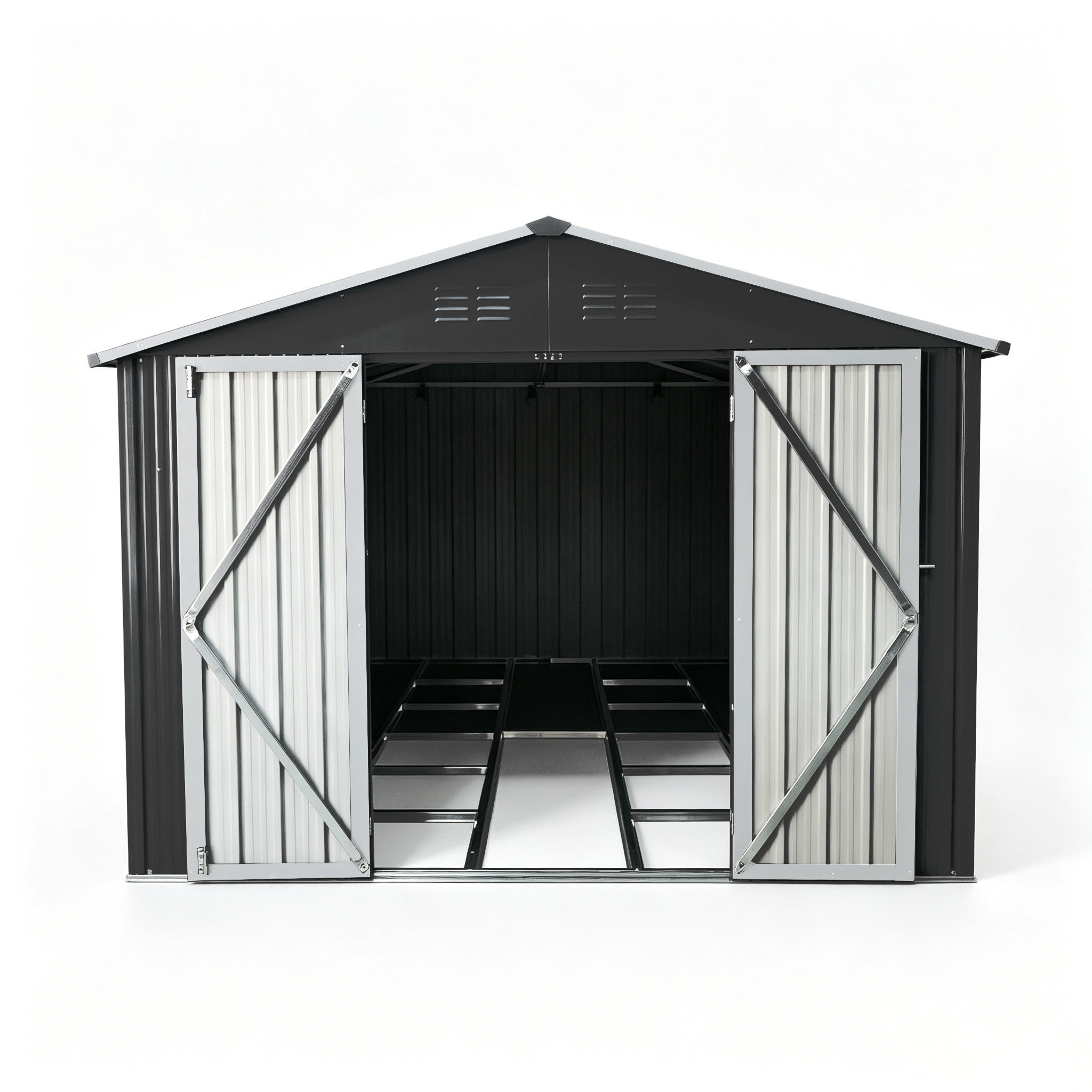 Oxeza Gerätehaus Schwarz 248.6x191.5x300 cm