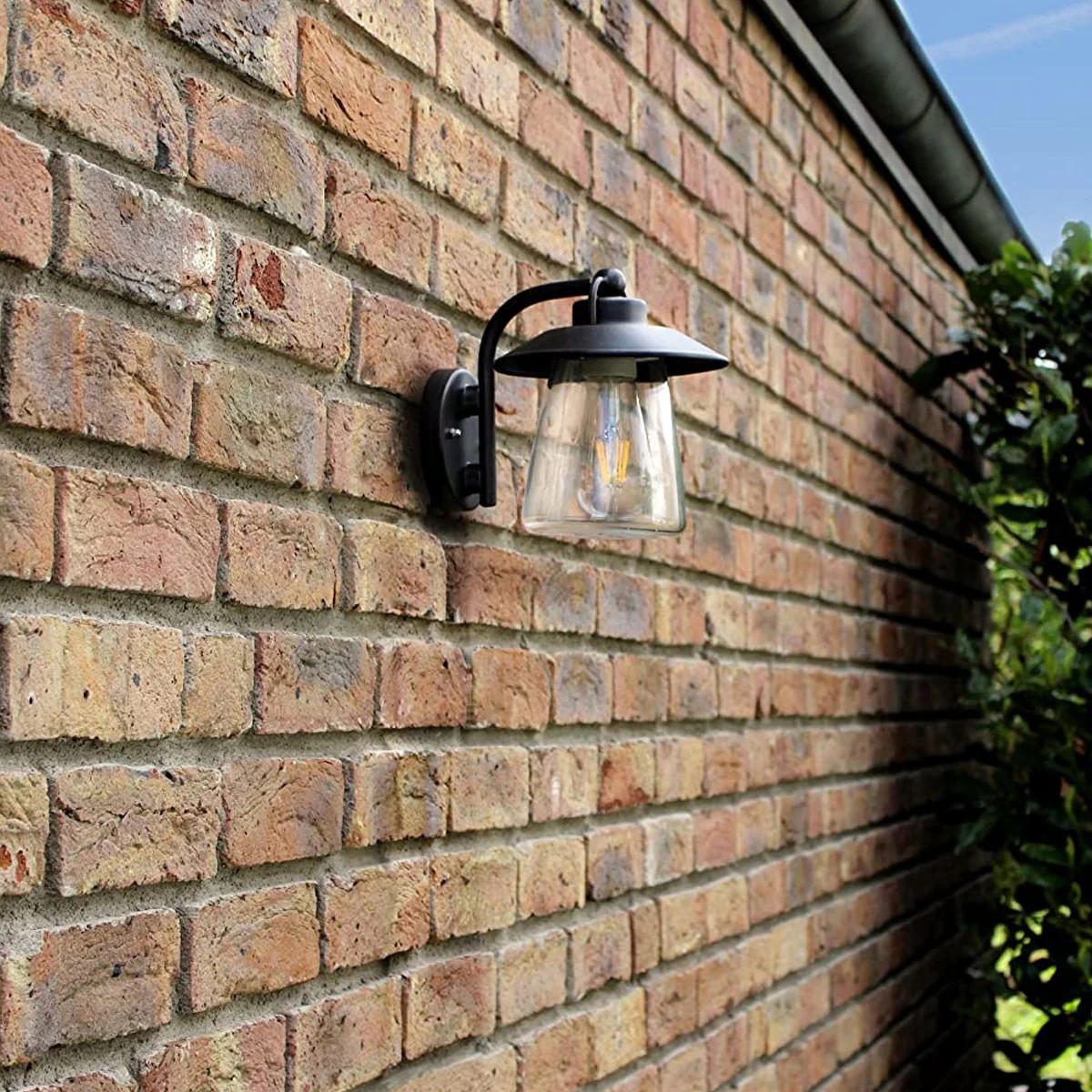 AUSSENWANDLEUCHTEE Schwarz & Bronze mit Glasschirm E27 - Schwarz, Metall (22.5/20/22.5cm) - CGC Europe