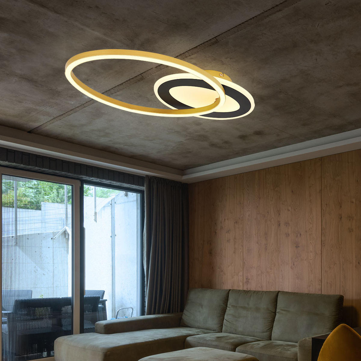 LED DECKENLEUCHTE SILLA I Schwarz Gold - Goldfarben, Metall (53/23.5/7cm) - Globo Lighting