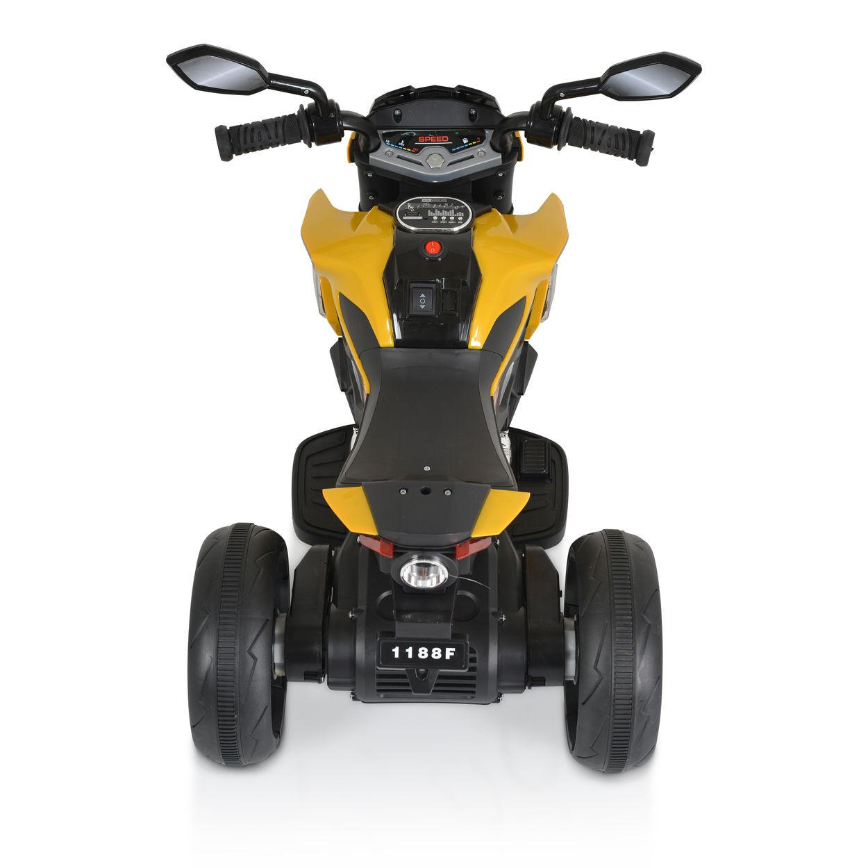 ELEKTROMOTORRAD Colombo gelb Scheinwerfer, zwei Motoren, MP3, bis 7 km/h - Gelb, Kunststoff (81/41/45cm) - Moni