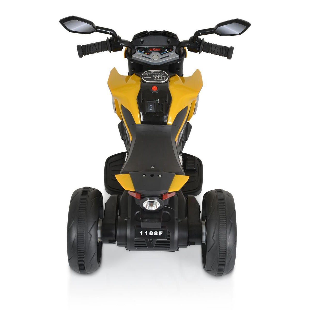 ELEKTROMOTORRAD Colombo gelb Scheinwerfer, zwei Motoren, MP3, bis 7 km/h - Gelb, Kunststoff (81/41/45cm) - Moni