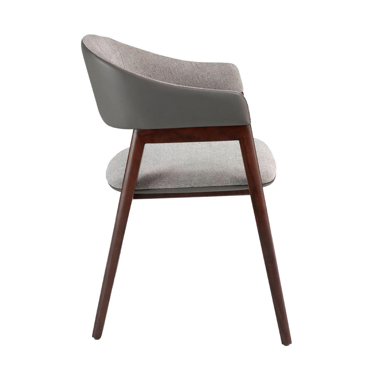 STUHL Ökolederstuhl aus grauem Stoff und dunklem Nerz 55/58/79 cm - Nussbaumfarben/Grau, Textil (55/79/58cm) - ANGEL CERDA