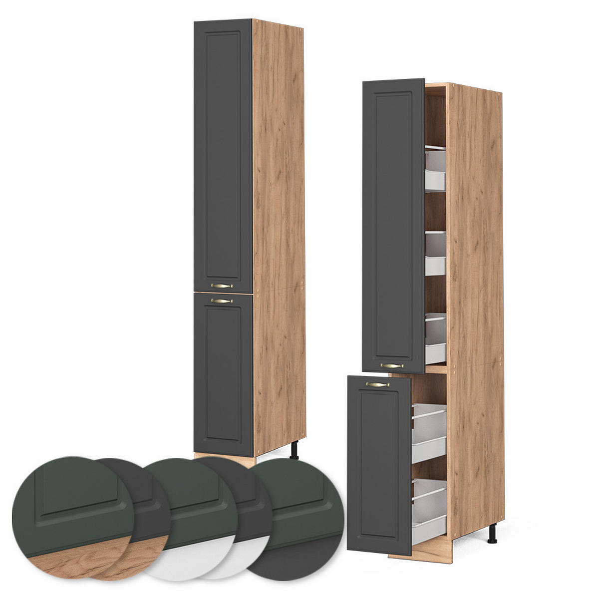 APOTHEKERSCHRANK Fame-Line Anthrazit-Gold 30 cm - Honigeiche/Anthrazit, Holzwerkstoff (30/206.8/58cm) - Vicco