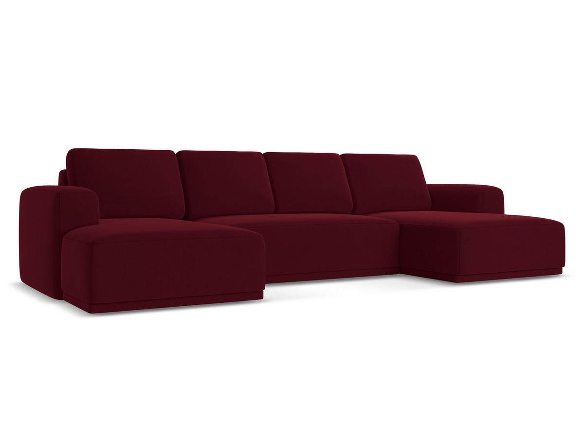 WOHNLANDSCHAFT Samt Stoff Rot - Bordeaux/Rot, Kunststoff/Textil (333/91/160cm) - Makamii