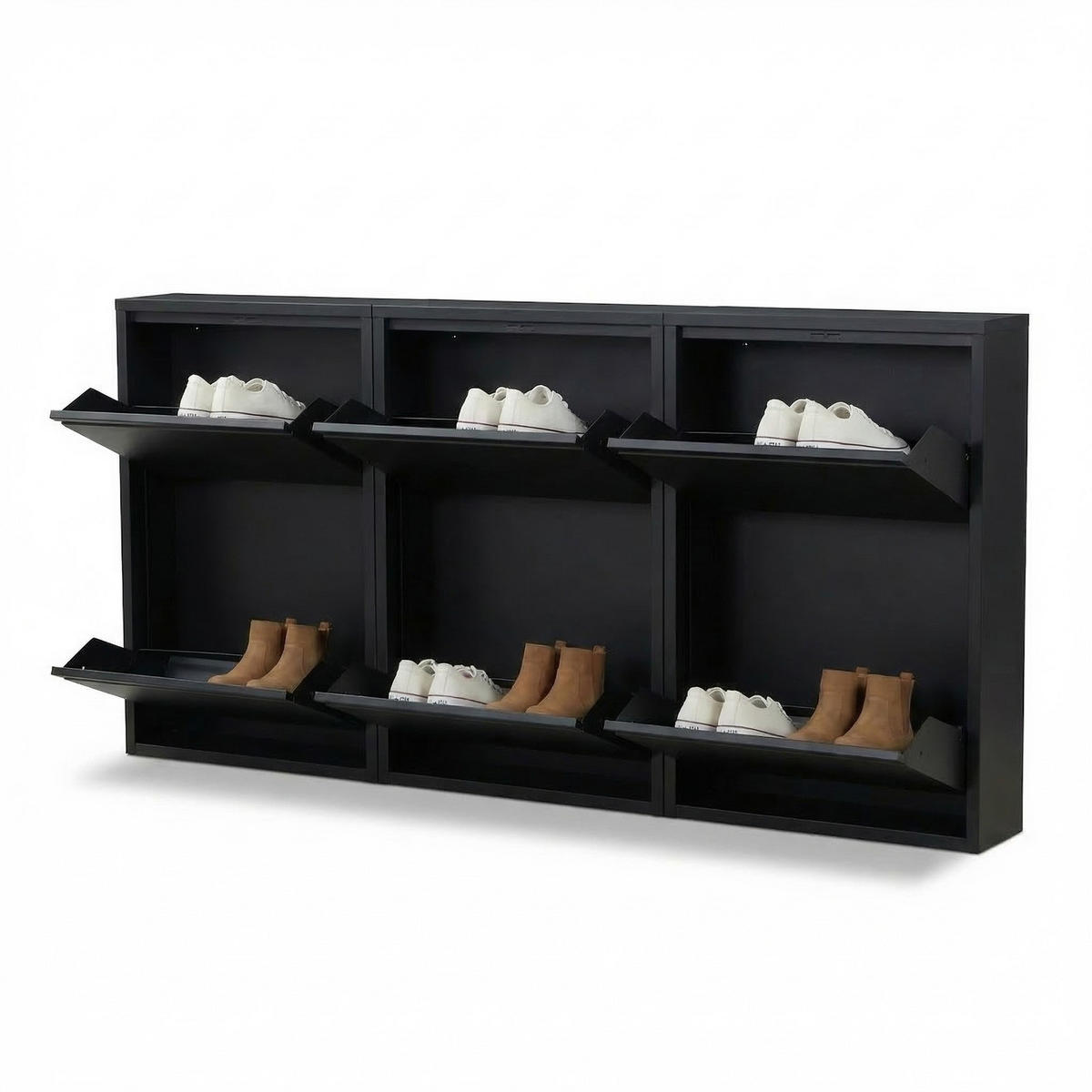 SCHUHKIPPER Pisa Schwarz 150/16/73 cm - Schwarz, Metall (150/73/16cm) - ebuy24