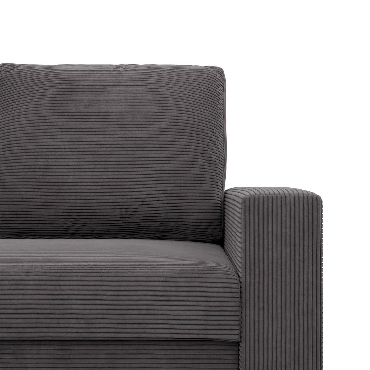 SOFA 3-SITZER MIT SCHLAFFUNKTION NEO, Cord - Dunkelgrau - Grau, Textil (220/92/92cm) - Mebligo