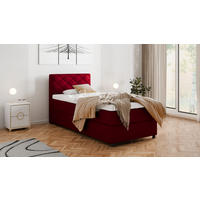 BOXBETT Diamaro 100x200 cm mit Bettkasten und Topper - Rot - Rot, Holz (100/200cm) - Homesy