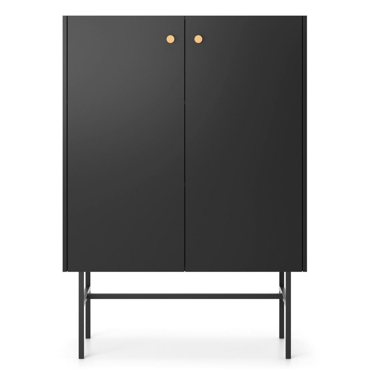 HIGHBOARD Divenos Schwarz 93 cm - Goldfarben/Schwarz, Holzwerkstoff/Metall (93.2/131.7/39cm) - Selsey