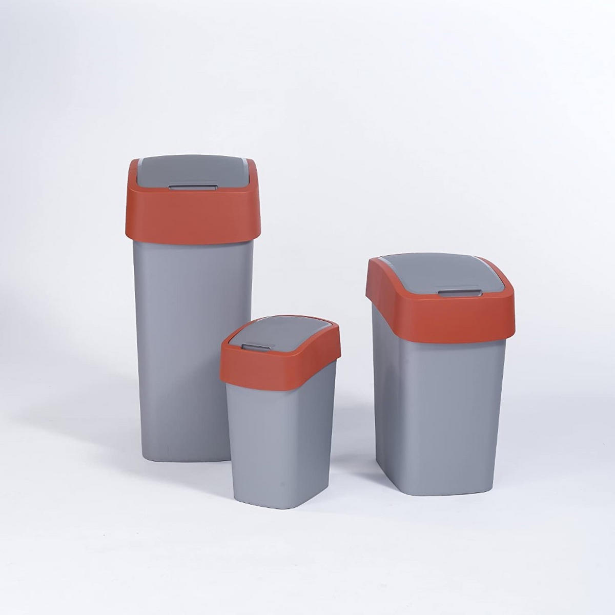 ABFALLBEHÄLTER mit Schwing-/Klappdeckel  25 Liter FassungsvermögenSilber/Rot - Rot, Kunststoff (26/47/34cm) - PROREGAL