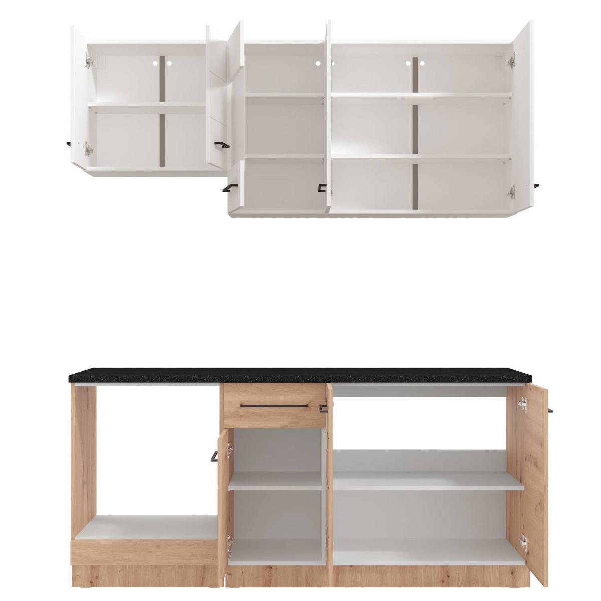 KÜCHENLEERBLOCK 180 cm in Weiß - Schwarz/Braun, Holz (180/200/60cm) - Homestyle4u