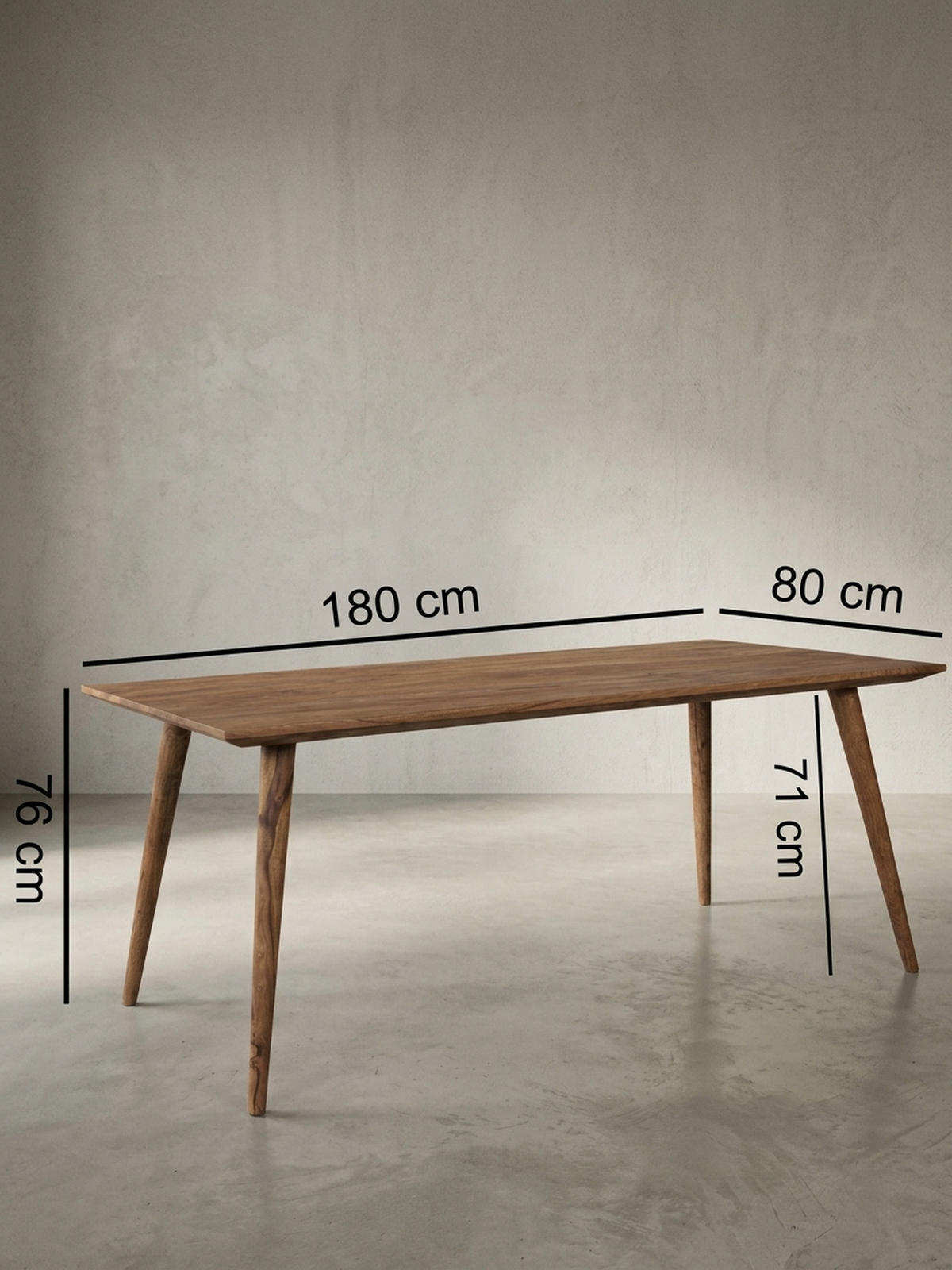ESSTISCH Massivholz Braun Landhausstil Handgefertigt, Braun 180x80x76 cm - Braun, Holz (80/180/76cm) - KADIMA DESIGN